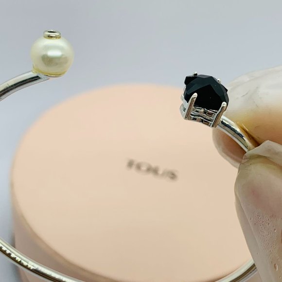 Tous Silver Erma Bracelet with Onyx, Pearl and Spinel Women Bracelet Jewelry - Picture 8 of 9